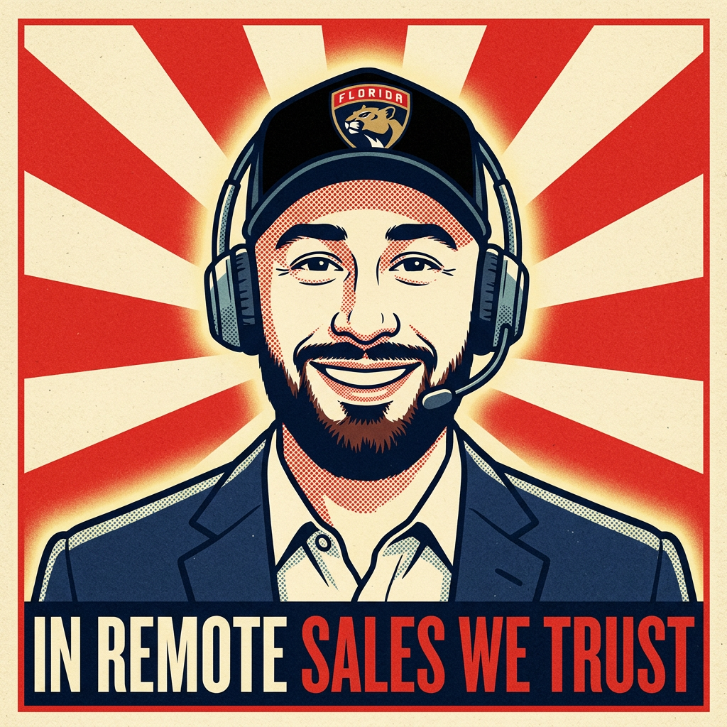 Retro illustration of a remote sales consultant at work